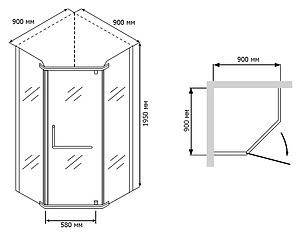 Душевой уголок RGW Passage PA-81 900x900x1950 профиль хром, стекло чистое