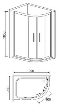 Душевой уголок RGW Classic CL-61 (965-990)x(765-790)x1850 профиль хром, стекло шиншилла