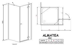 Душевой уголок Radaway Almatea KDJ 100 прозрачное стекло R