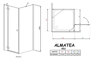 Душевой уголок Radaway Almatea KDJ 80 прозрачное стекло L