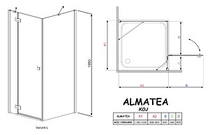 Душевой уголок Radaway Almatea KDJ 120x90 прозрачное стекло L