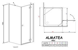 Душевой уголок Radaway Almatea KDJ 100x80 прозрачное стекло R