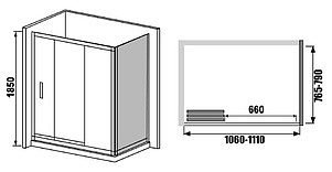 Душевой уголок RGW Classic CL-40 (1060-1110)х800 профиль хром, стекло шиншилла