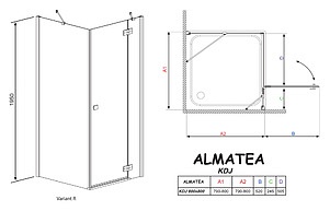 Душевой уголок Radaway Almatea KDJ 80 прозрачное стекло R