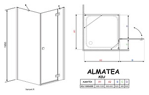 Душевой уголок Radaway Almatea KDJ 100x90 стекло графит R