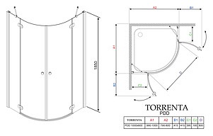 Душевой уголок Radaway Torrenta PDD/E 100x80 стекло графит