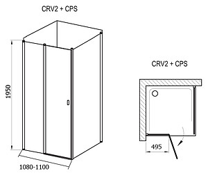 Душевой уголок Ravak CRV2-110+CPS Transparent, профиль белый