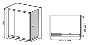 Душевой уголок RGW Classic CL-40 (1260-1310)х1000 профиль хром, стекло шиншилла