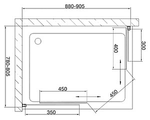 Душевой уголок Vegas Glass ZA-F 80*90 01 01 профиль белый, стекло прозрачное