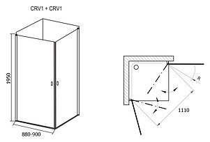 Душевой уголок Ravak CRV1-90+CRV1 Transparent, профиль блестящий