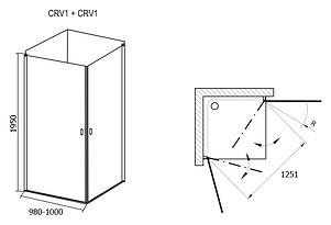 Душевой уголок Ravak CRV1-100+CRV1 Transparent, профиль блестящий