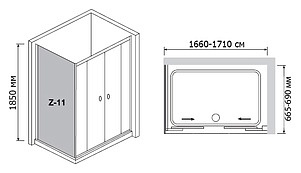 Душевой уголок RGW Classic CL-43 (1660-1710)x700 чистое стекло