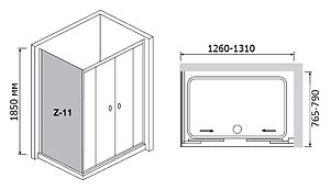 Душевой уголок RGW Classic CL-43 (1260-1310)x800 чистое стекло