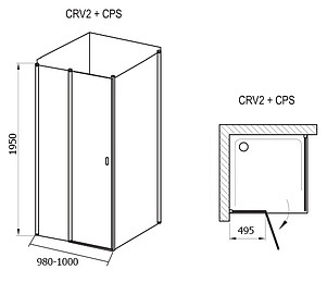 Душевой уголок Ravak CRV2-100+CPS Transparent, профиль белый