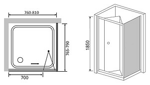 Душевой уголок RGW Classic CL-31 (760-810)x800x1850 профиль хром, стекло чистое