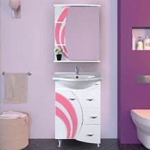 Мебель для ванной Misty Каролина 60 3 ящика L розовое стекло