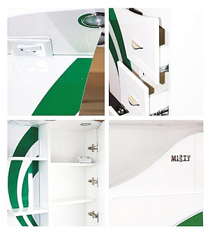 Мебель для ванной Misty Каролина 60 3 ящика R зеленое стекло