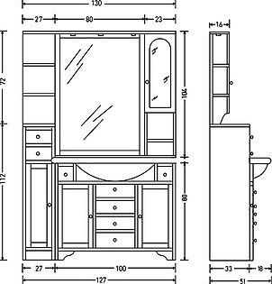 Мебель для ванной Eban Eleonora Modular 130 R белая