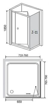 Душевой уголок RGW Classic CL-41 (710-760)x800x1850 профиль хром, стекло шиншилла