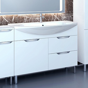 Мебель для ванной Gemelli Cosmo New 108 напольная исполнение II белый глянец
