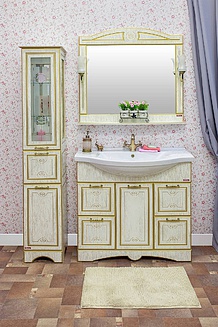 Мебель для ванной Sanflor Адель 100 белая, патина золото