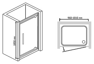 Душевая дверь в нишу RGW Passage PA-05 (960-1010)х1850 стекло чистое EasyClean
