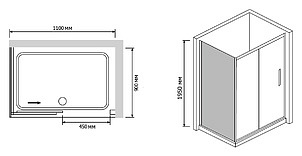 Душевой уголок RGW Passage PA-42 (1100-1120)х900 профиль хром, стекло матовое