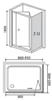 Душевой уголок RGW Classic CL-41 (860-910)x700x1850 профиль хром, стекло чистое