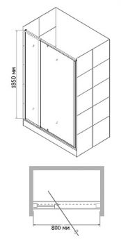 Душевая дверь в нишу RGW Passage PA-02 (670-800)x1850 стекло шиншилла