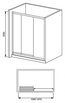 Душевая дверь в нишу RGW Classic CL-11 (1360-1410)х1850 профиль хром, стекло прозрачное