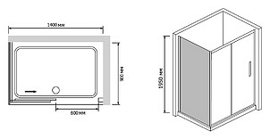 Душевой уголок RGW Passage PA-42 (1400-1420)х900 профиль хром, стекло матовое