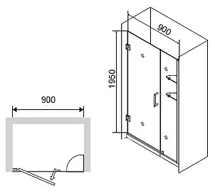 Душевая дверь в нишу RGW Hotel HO-02 900х1950 стекло чистое