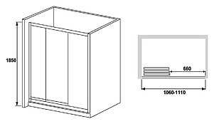 Душевая дверь в нишу RGW Classic CL-11 (1060-1110)х1850 профиль хром, стекло чистое