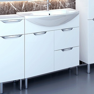 Мебель для ванной Gemelli Cosmo New 75 напольная исполнение II белый глянец