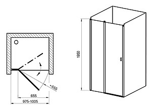 Душевая дверь в нишу Ravak CSD2-100 Transparent, профиль белый