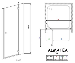 Душевая дверь в нишу Radaway Almatea DWJ 110 стекло графит R