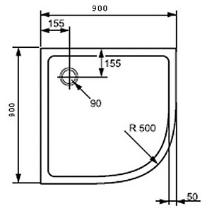 Поддон для душа Huppe Xerano 840201.055 четверть круга 90 см