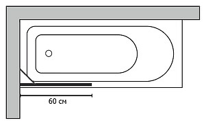 Шторка на ванну GuteWetter Trend Pearl GV-861A левая 60 см стекло бесцветное, фурнитура хром