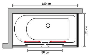 Шторка на ванну GuteWetter Slide Part GV-865 левая 180x70 см стекло бесцветное, профиль хром