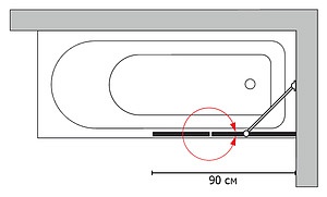 Шторка на ванну GuteWetter Trend Pearl GV-862A правая 90 см стекло бесцветное, фурнитура хром
