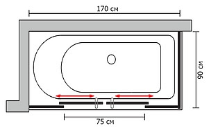 Шторка на ванну GuteWetter Slide Part GV-865 левая 170x90 см стекло бесцветное, профиль хром