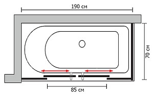 Шторка на ванну GuteWetter Slide Part GV-865 левая 190x70 см стекло бесцветное, профиль хром