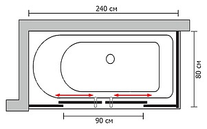 Шторка на ванну GuteWetter Slide Part GV-865 левая 240x80 см стекло бесцветное, профиль хром