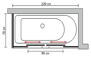 Шторка на ванну GuteWetter Slide Part GV-865 правая 220x70 см стекло бесцветное, профиль хром