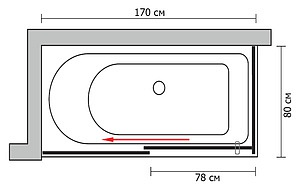 Шторка на ванну GuteWetter Slide Part GV-863A левая 170x80 см стекло бесцветное, профиль хром