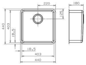 Мойка кухонная Reginox Ohio 40x40 Cuadrat LUX OKG L сталь