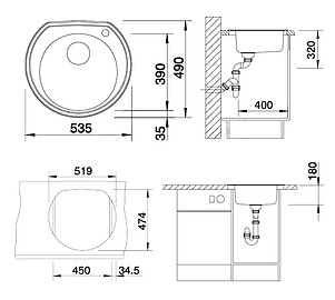 Мойка кухонная Blanco Rondoval 513312 сталь