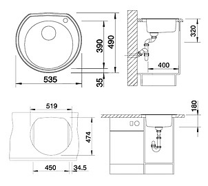 Мойка кухонная Blanco Rondoval 513314 сталь