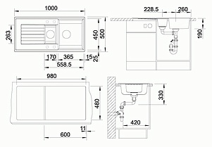 Мойка кухонная Blanco Zia 6 S антрацит