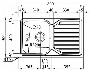 Мойка кухонная Rodi Okio Line 80 Flat LUX хром